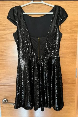 Vestido negro lentejuelas estilo pin up zara