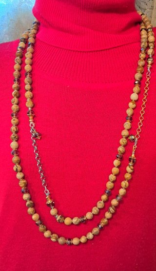 Collar de cuentas multicapa trws el uno de jaspe