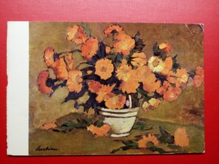 Postal Stefan Luchian Flores Naranja Rumania