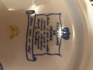 Piatto Limoges Porcellana Dorato Floreale '60