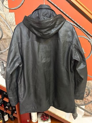 Giacca con cappuccio vera pelle leggera vintage