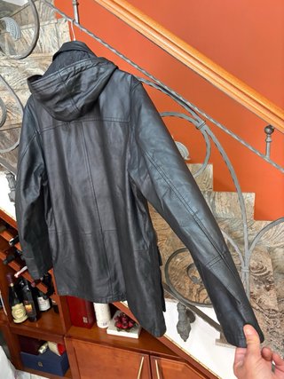 Giacca con cappuccio vera pelle leggera vintage