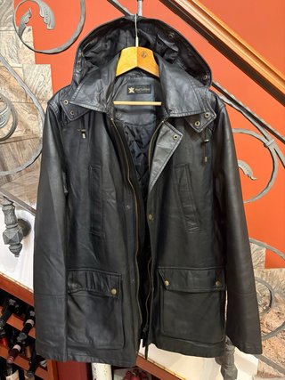 Giacca con cappuccio vera pelle leggera vintage