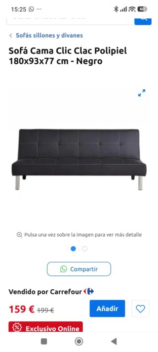 Sofá Cama Polipiel Negro