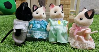 Familia Gatos Tuxedo Sylvanian Families