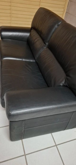 Sofá de piel negro 2 plazas anchas