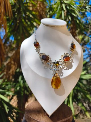 Collar Plata 925 con Ámbar Engarzado