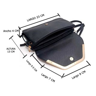 Bolso bandolera negro con detalles dorados