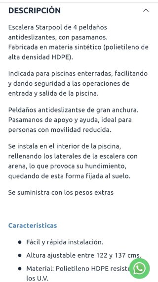 Escalera Piscina Blanca Plástico