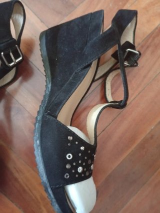 Sandalias negras mujer con pedrería