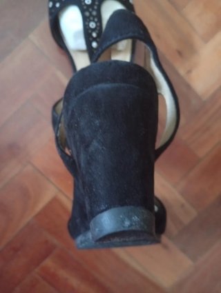 Sandalias negras mujer con pedrería