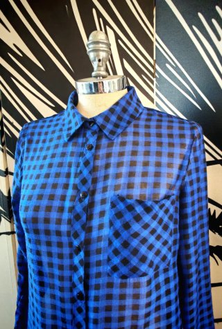 Camicia a quadretti leggera blu e nera