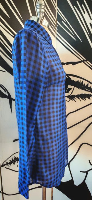 Camicia a quadretti leggera blu e nera