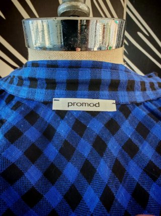 Camicia a quadretti leggera blu e nera