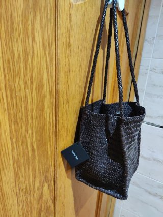 Sac seau tressé Massimo Dutti cuir nappa