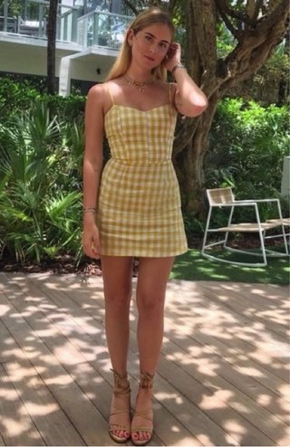 Vestido Vichy Amarillo Mostaza Talla XXS