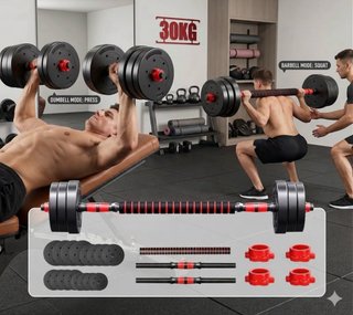 Mancuernas Ajustables 30kg + Barra Gimnasio
