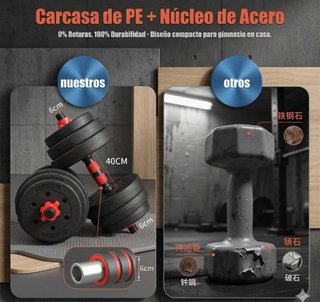 Mancuernas Ajustables 30kg + Barra Gimnasio