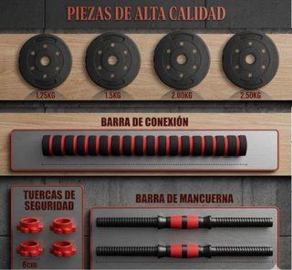 Mancuernas Ajustables 30kg + Barra Gimnasio