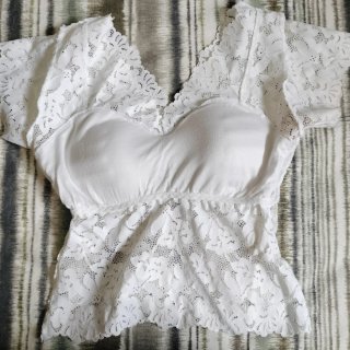 Top encaje blanco mujer