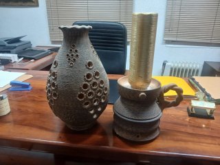 Lámpara artesanal cerámica terracota