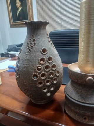 Lámpara artesanal cerámica terracota