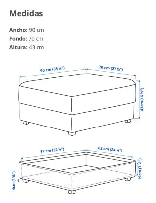 Puf KIVIK Ikea con almacenaje beige