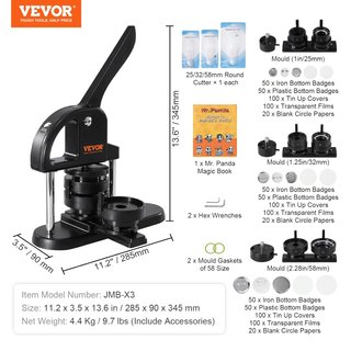 VEVOR máquina botones prensa insignias consumibles