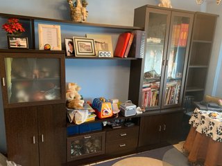 Mueble de salón madera y cristal. NO SE ENVIA.