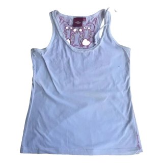 Camiseta blanca con bordado rosa metalizado