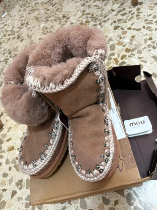 Botas MOU Beige/Rosa con estrellas