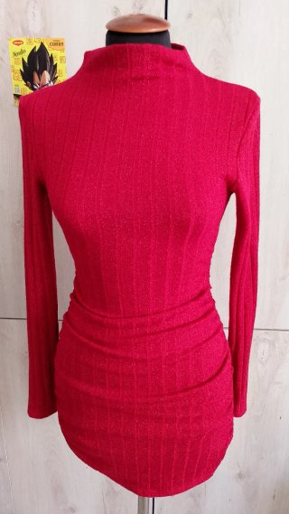 Vestito donna rosso con arricciature