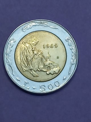 Moneta 500 Lire San Marino 1989