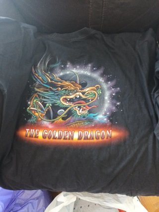 Camiseta Larga Negra Dragón y Tigre Talla L