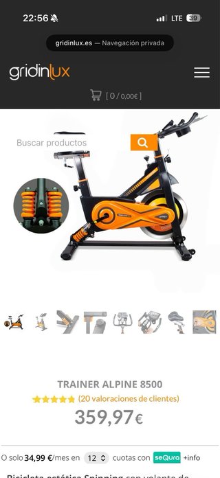 Bicicleta Estática Spinning Naranja