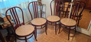 4 Sillas tipo Thonet n°14 madera ligera  y ratán