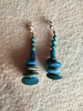 Pendientes de plata con turquesa pedrería azul