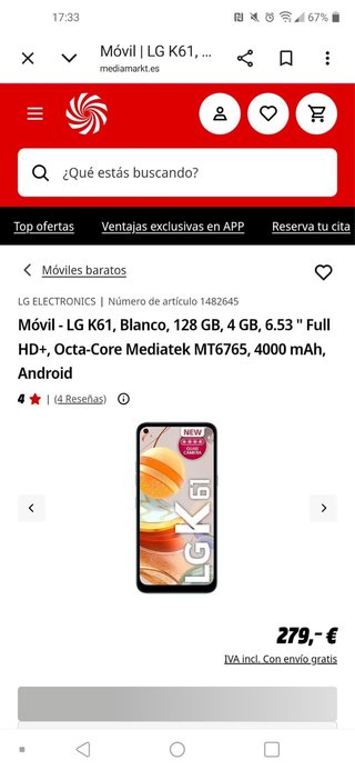 Móvil LG K61 128GB en perfecto estado