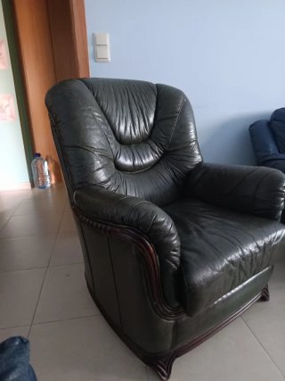 2 poltrona o Divano in pelle e legno
