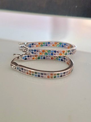 Pendientes Plata Ley Aro Multicolor 2,5cm.