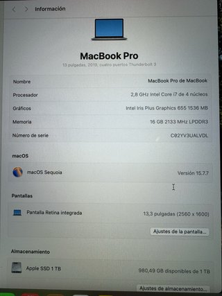 MacBook Pro 13” 2019 Gris Espacial