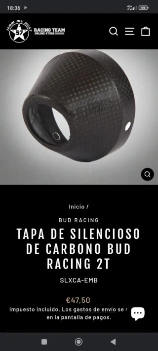 Tapa Silenciador Bud Racing 125