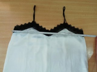 Camiseta lencera raso crema encaje negro talla L