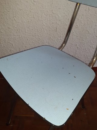 Silla cocina vintage años 60 azul y plata
