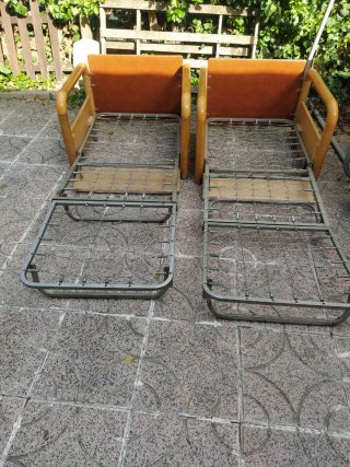 2 Sillones Cama Madera y Tela
