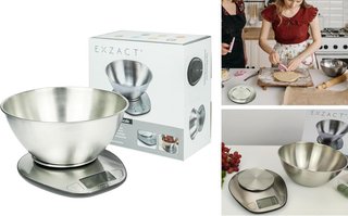 EXZACT báscula cocina pantalla cuenco acero