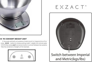 EXZACT báscula cocina pantalla cuenco acero