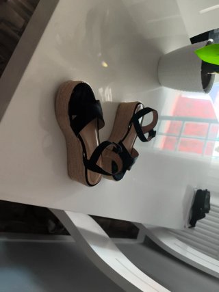 Sandalias esparto negras y beige