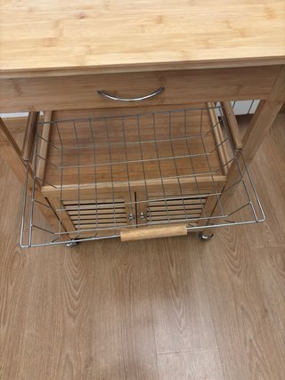 Mueble auxiliar cocina bambú con ruedas