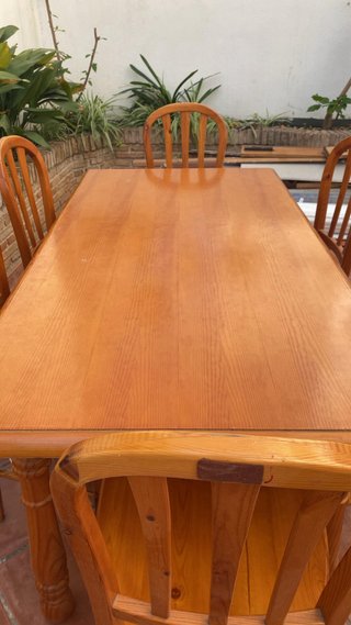 Conjunto mesa y 6 sillas comedor madera